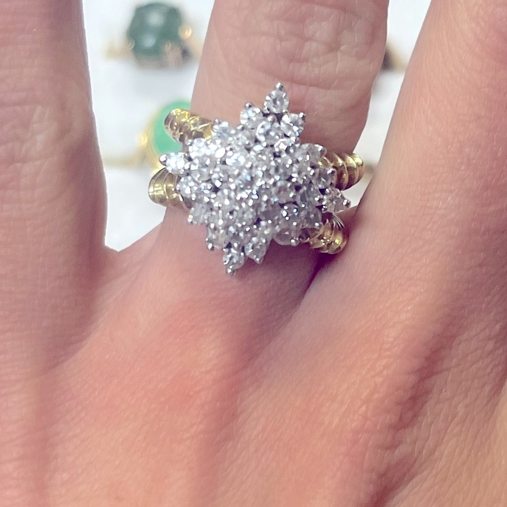 352451 14k diamond starburst Christmas ring